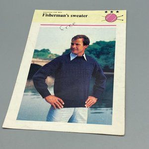 Vintage Fishermans Sweater Pattern for Hand Knitting for Men, Hamlyn 1982